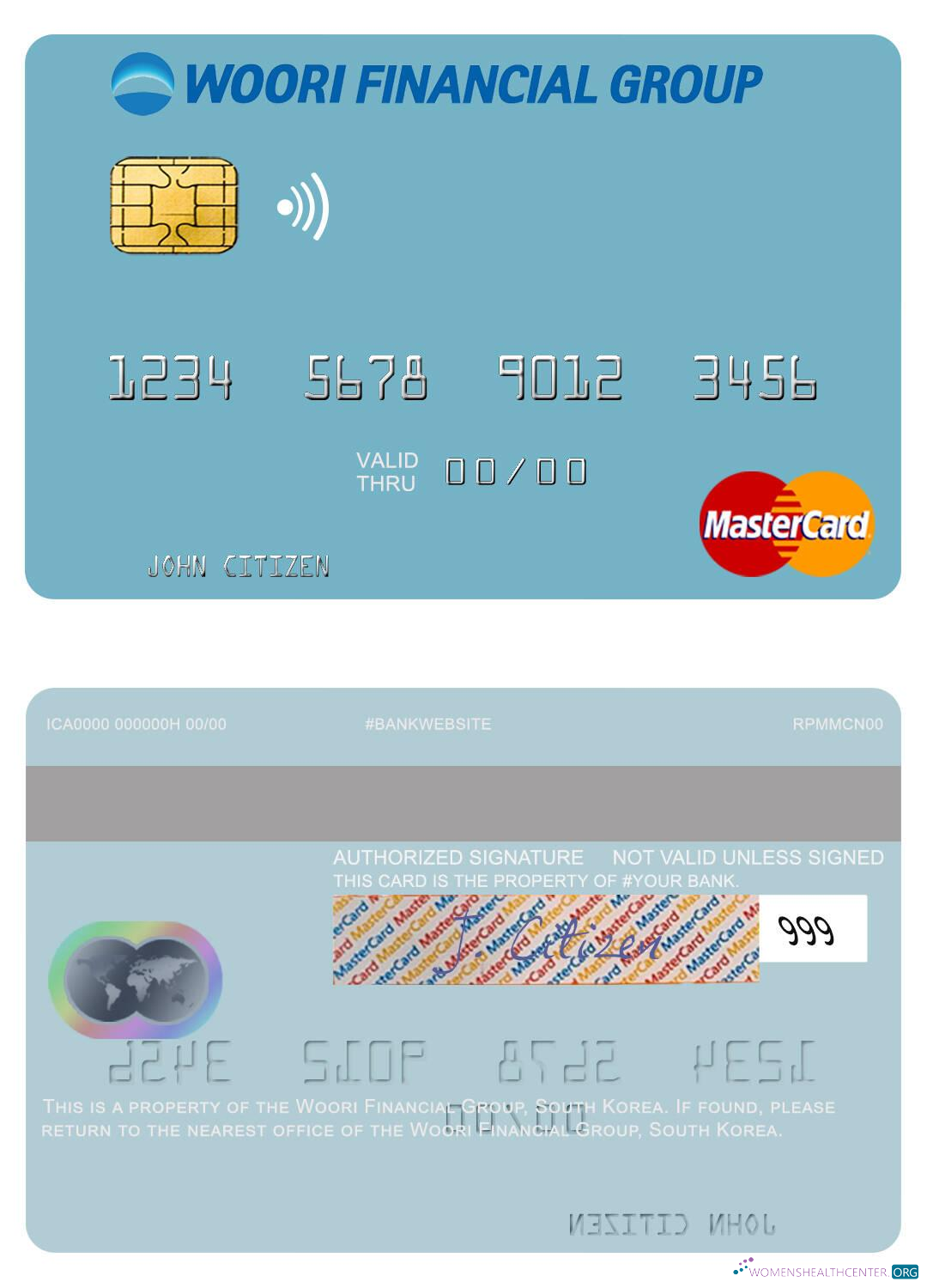 Download South Korea Woori Financial Group mastercard Photoshop template